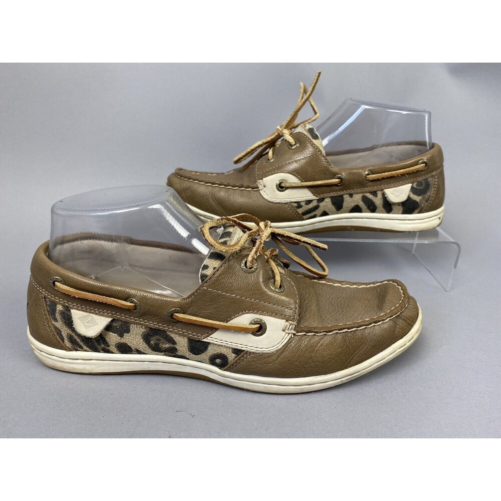 Sperry 2 Women’s 8M Eye Boat Shoe Beige Animal Print Leather Upper Loafer